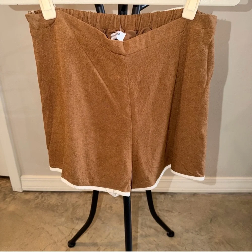 Workshop Republic Clothing 2 Two Piece Set Brown with Tan/White Trim - Picture 7 of 9